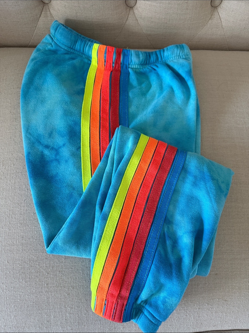 Aviator Nation 5 Stripe Sweatpants Tye-dye Light Blue. New condition.
